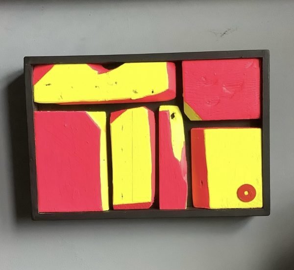 HOTBALLOON ART  ‘Fruit salad’  Pallet wood and acrylic  33 x 23cm  £185.