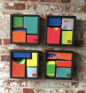 HOTBALLOON ART ‘Colour fools’, edition of 4 Pallet wood and acrylic 17 x 17cm (each one) £95 each