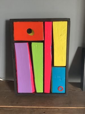 HOTBALLOON ART ‘Junk two’ Pallet wood and acrylic 33 x 24cm £185.