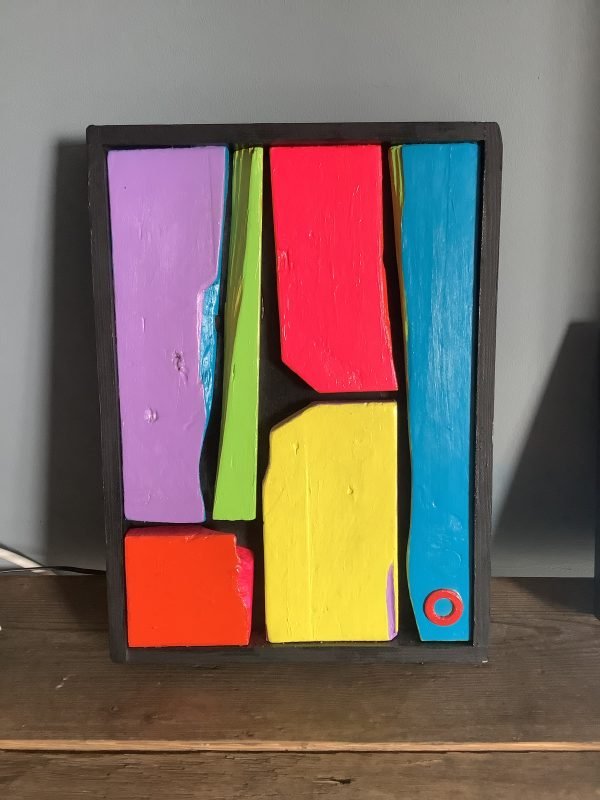 HOTBALLOON ART ‘Junk four’ Pallet wood and acrylic 33 x 24cm £185.