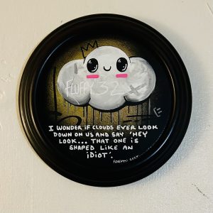 Freeman  'Fluffing little cloud'  Mixed media  10 inches diameter.  £220