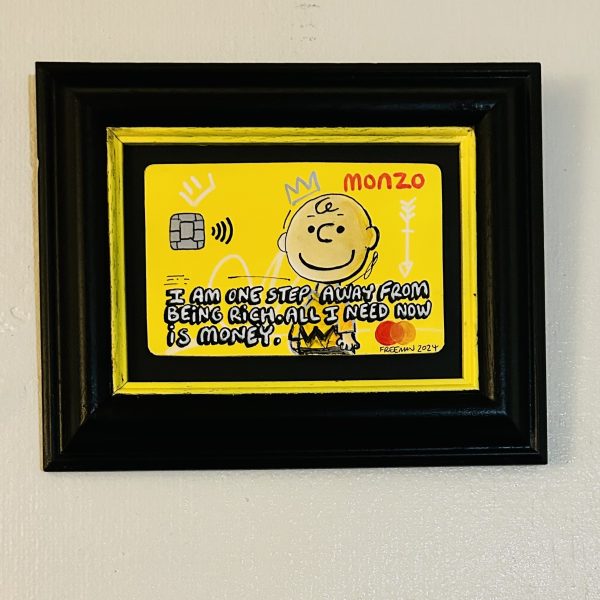 Freeman  'Dollars are all I need'  Mixed media  10x8 inches.  £180