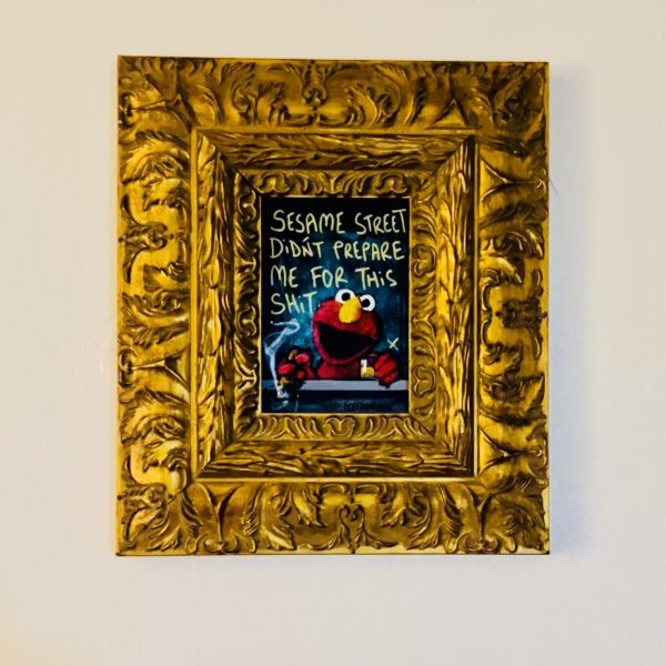 FREEMAN  'Elmo let me down'  Mixed media  13x15 inches  £280