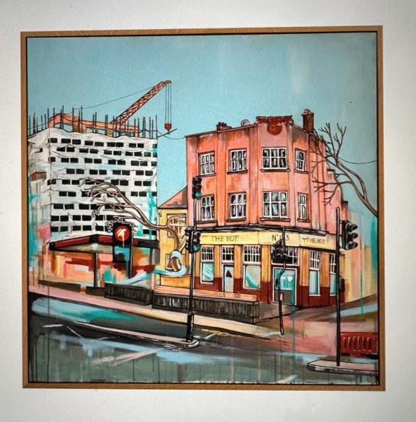 ARTIST: JO PEEL TITLE: 'THE HOY'  SIZE: 90cm x 90cm. Tray Framed MEDIUM: ACRYLIC & SPRAY PAINT ON CANVAS PRICE:  £3000. 0% over 6 Months Available