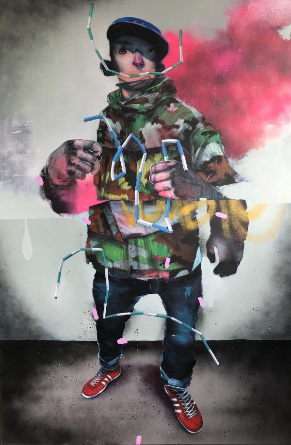 'DOUBLE YELLOW'   Sweler    POA: info@benoakleygallery.com 1.8mtr x 1.2mtr