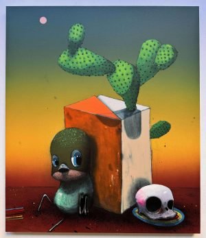 'CACTUS BOX' 60 x 70cm H Acrylic & Spray Paint on Canvas £1,880.