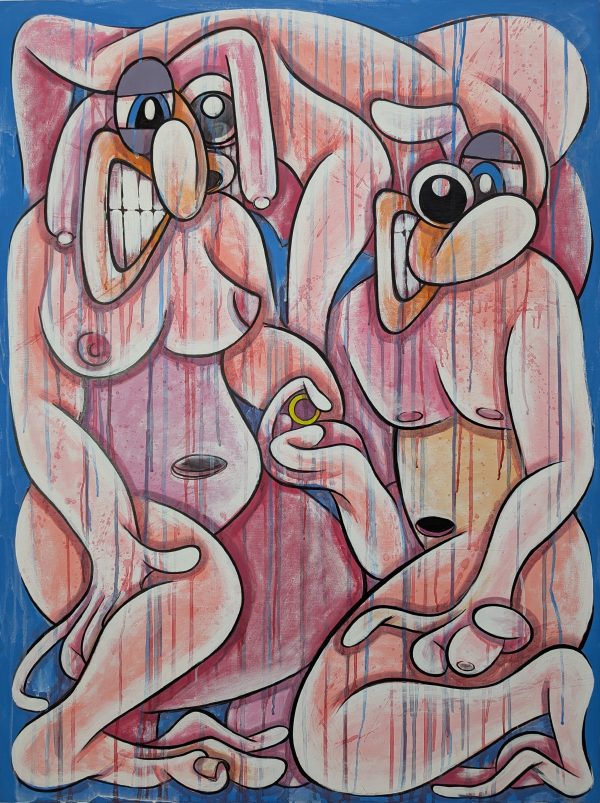 BACCHUS & ARIADNE (After Tintorretto) SIZE H 120 cm X 90 cm W x 5cm D Acrylic Indina ink Emulsion on Baord