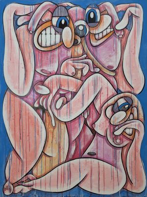 BACCHUS & ARIADNE (After Kauffmann) £2,950 SIZE H 120 cm x 90 cmW x 5cm D Acrylic, emulsion & Indian ink